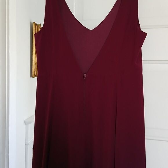 Show Me Your Mumu Jenn Maxi Dress Merlot Fitted Bodice Deep Neckline - Picture 14 of 16